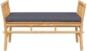 vidaXL Ławki ogrodowe Ciemnoszara poduszka, naturalna rama drewniana 4