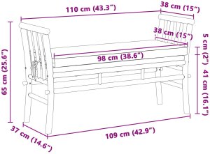 vidaXL Ławki ogrodowe Ciemnoszara poduszka, naturalna rama drewniana 8