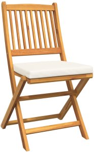 vidaXL Kremowy Drewno i tkanina Standard Składane 2