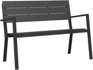 vidaXL Ławka Ogrodowa Czarna Metalowa Standardowa Trwała Prostokątna 2
