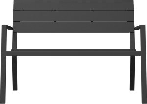 vidaXL Ławka Ogrodowa Czarna Metalowa Standardowa Trwała Prostokątna 4