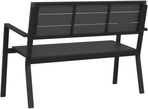vidaXL Ławka Ogrodowa Czarna Metalowa Standardowa Trwała Prostokątna 6