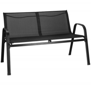 Meble ogrodowe zestaw sofa, 2 krzesła i stolik ze szklanym blatem czarne UNIWERSALNY 14