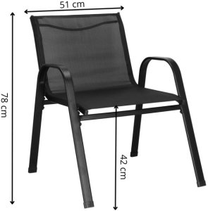 Meble ogrodowe zestaw sofa, 2 krzesła i stolik ze szklanym blatem czarne UNIWERSALNY 22