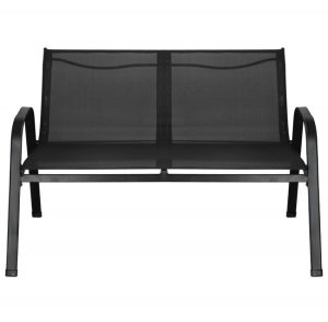 Meble ogrodowe zestaw sofa, 2 krzesła i stolik ze szklanym blatem czarne UNIWERSALNY 9