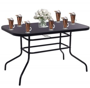 Meble ogrodowe na taras metalowe krzesła 8 szt. i stół komplet czarno-szary UNIWERSALNY 16