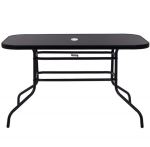 Meble ogrodowe na taras metalowe krzesła 8 szt. i stół komplet czarno-szary UNIWERSALNY 18