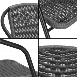 Meble ogrodowe na taras metalowe krzesła 8 szt. i stół komplet czarno-szary UNIWERSALNY 22