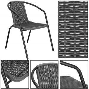 Meble ogrodowe na taras metalowe krzesła 8 szt. i stół komplet czarno-szary UNIWERSALNY 23