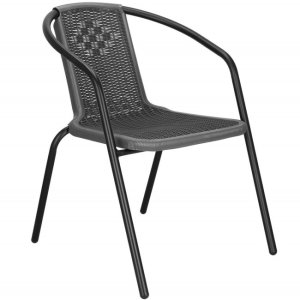 Meble ogrodowe na taras metalowe krzesła 8 szt. i stół komplet czarno-szary UNIWERSALNY 24