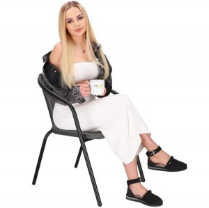 Meble ogrodowe na taras metalowe krzesła 8 szt. i stół komplet czarno-szary UNIWERSALNY 26