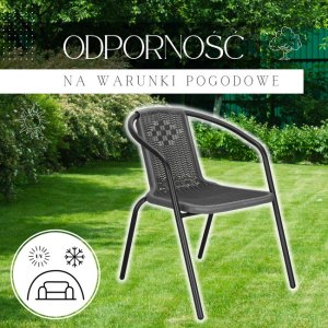 Meble ogrodowe na taras metalowe krzesła 8 szt. i stół komplet czarno-szary UNIWERSALNY 5