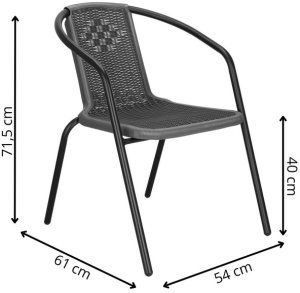 Meble ogrodowe na taras metalowe krzesła 8 szt. i stół komplet czarno-szary UNIWERSALNY 9