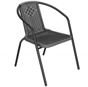 Meble ogrodowe na taras metalowe krzesła 8 szt. i stół komplet czarno-szary UNIWERSALNY 10