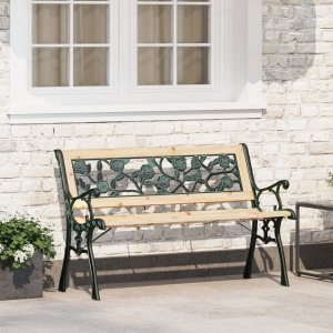 vidaXL Ławka ogrodowa Drewno różane Metal i drewno 116 cm Trwała 1