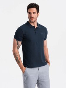 Jednokolorowa koszulka męska polo BASIC z dzianiny pique - granatowa V2 OM-POBS-0100 3XL 1