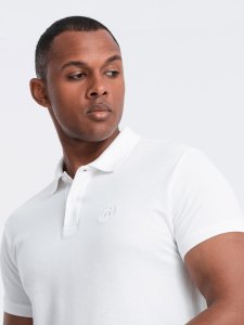 Jednokolorowa koszulka męska polo BASIC z dzianiny pique - biała V4 OM-POBS-0100 4XL 1