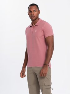 Męska jednokolorowa koszulka polo BASIC z dzianiny pique - ciemnoróżowa V7 OM-POBS-0100 4XL 1