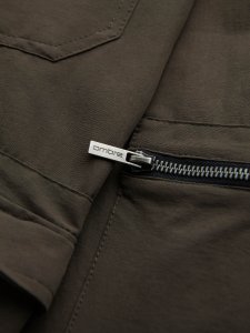 Męskie spodnie joggery z kieszeniami cargo i printem  ciemnooliwkowe V5 OM-PAJO-0200 XXL 10