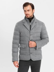 Kurtka męska o kroju marynarki z podpinką  szara V1 OM-JALP-0170 S 6