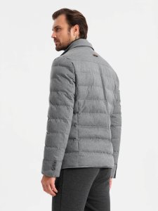 Kurtka męska o kroju marynarki z podpinką  szara V1 OM-JALP-0170 S 9