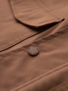 Lekka kurtka męska z kieszeniami i wysokim kołnierzem  brązowa V5 OM-JALP-0167 S 8