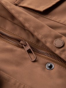 Lekka kurtka męska z kieszeniami i wysokim kołnierzem  brązowa V5 OM-JALP-0167 S 9