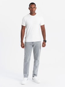 Męska koszulka SLIM FIT z okrągłym dekoltem i logotypem  biała V1 OM-TSCT-0220 XXL 1