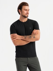 Męska koszulka z okrągłym dekoltem i logotypem SLIM FIT  czarna V3 OM-TSCT-0220 XXL 1