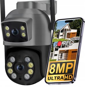 PODWÓJNA OBROTOWA KAMERA WIFI SMART ZEWNĘTRZNA 8MPX UHD DETEKCJA ALARM PUSH [ZC-05] 1