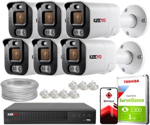 Zestaw do monitoringu IP KEEYO 6x LV-V-IP5M25TF-ADC 5Mpx, aktywne odstraszanie, podwójne oświetlenie 1