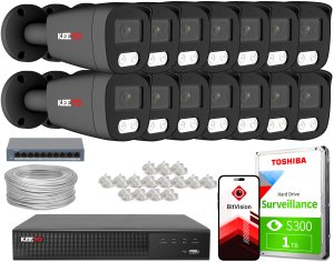 Zestaw do monitoringu IP KEEYO 14x LV-V-IP8M25TF-G-II 8Mpx IR 25m 1
