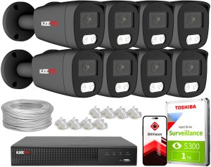 Zestaw do monitoringu IP KEEYO 8x LV-V-IP8M25TF-G-II 8Mpx IR 25m 1