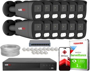 Zestaw do monitoringu IP KEEYO 12x LV-V-IP8M25TF-G-II 8Mpx IR 25m 1