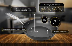 Shiori  Aluguss Pro patelnia z powłoką ceramiczną indukcja 20 cm 4