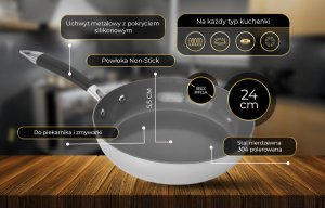 Shiori  Stainless Steel 304 Pro patelnia z powłoką ceramiczną indukcja 24 cm 4