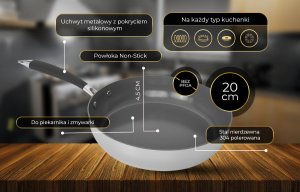 Shiori  Stainless Steel 304 Pro patelnia z powłoką ceramiczną indukcja 20 cm 4