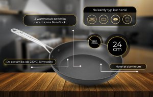 Shiori  Aluguss Pro patelnia z powłoką ceramiczną indukcja 24 cm 4