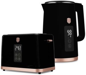 CZAJNIK ELEKTRYCZNY 1,7L + TOSTER CYFROWY BERLINGER HAUS BH-9540 BLACK ROSE 1