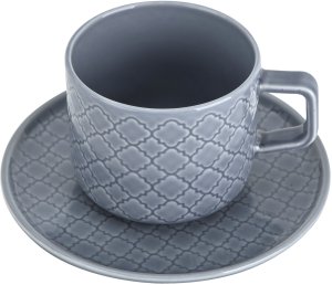 Filiżanka porcelanowa 250 ml + spodek Marrakesz K9 szaro-nieb. 2