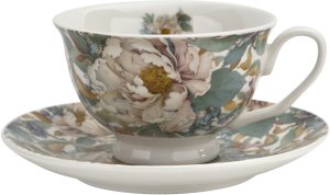 Filiżanka porcelanowa 250 ml + spodek Peony White 1
