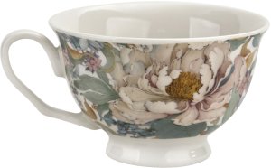 Filiżanka porcelanowa 250 ml + spodek Peony White 6