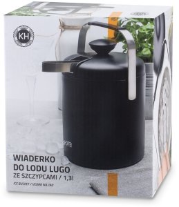 Wiaderko do lodu 1,3 L ze szczypcami Lugo czarny mat 9