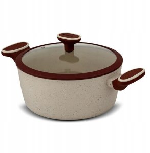 NAVA Garnek Granitowy ze Szklaną Pokrywką Gaz Indukcja 26 cm 5,2 L 15