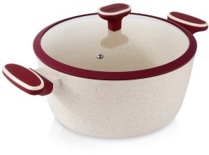 NAVA Garnek Granitowy ze Szklaną Pokrywką Gaz Indukcja 26 cm 5,2 L 3