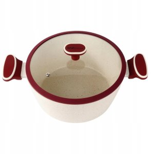 NAVA Garnek Granitowy ze Szklaną Pokrywką Gaz Indukcja 26 cm 5,2 L 5