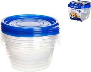 Sistema 760ml Small Bowl 4 Pack, Bowl, Round, 0.76 L, Blue, Transparent, Polypropylene (PP), New Zealand 1