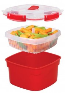 Sistema 1103, Steamer, Red, 3200 ml, Transparent, 13.53 cups, 238 mm 2