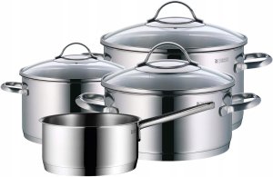 WMF Provence Plus 4-częściowy zestaw garnków polerowana stal nierdzewna 1