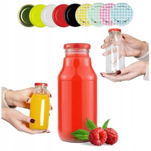 10x BUTELKA NA SOK KUBUŚ SOCZEK 330ml + ZAKRĘTKA BUTELKI SZKLANE NA SYROP 1
